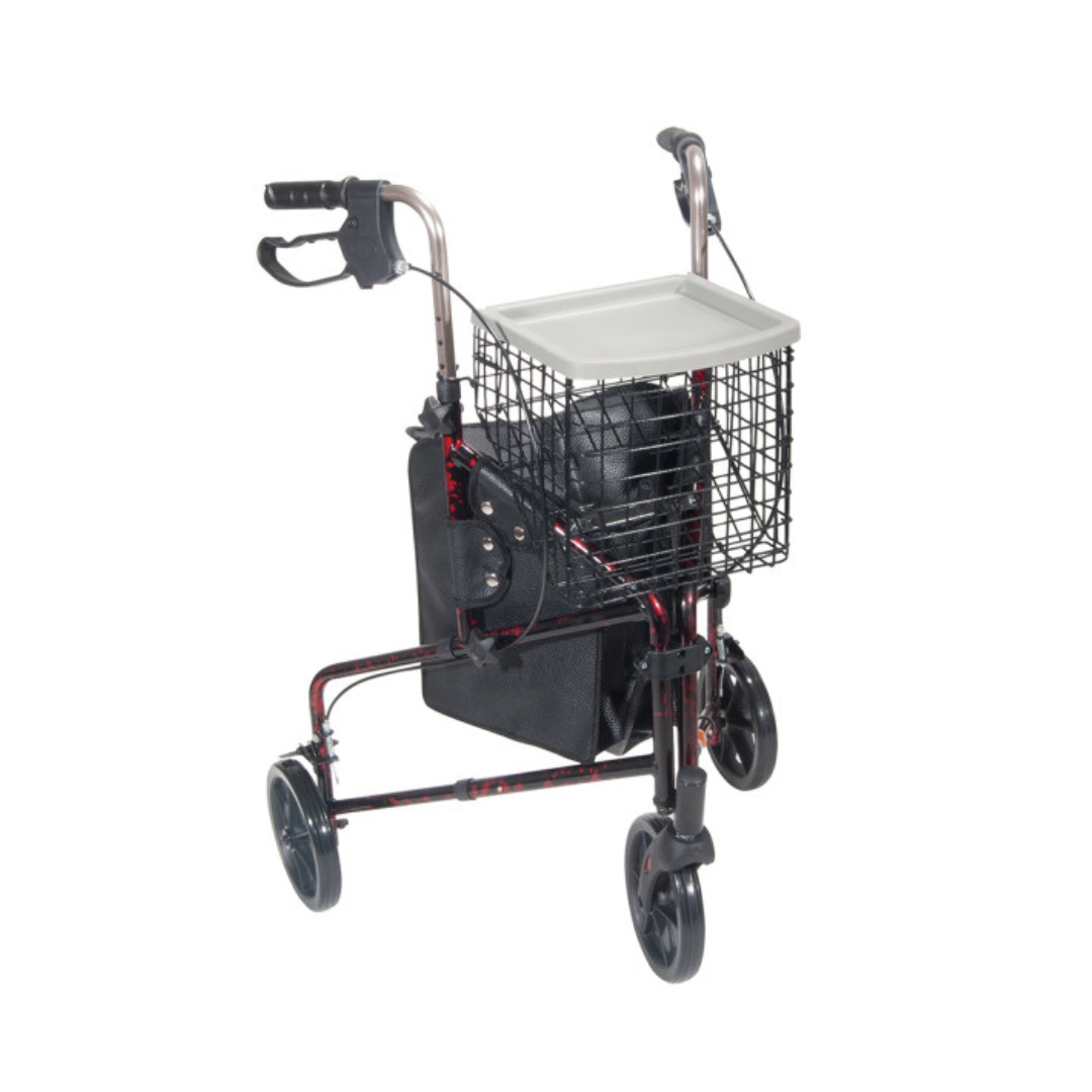 Drive Medical 3-Wheel Walker Rollator with Basket Tray and Pouch - Senior.com Rollators